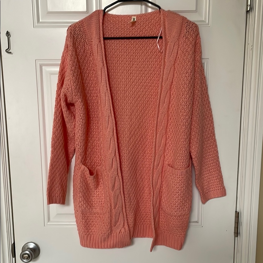 Women's Pink Knit Cardigan Sweater
